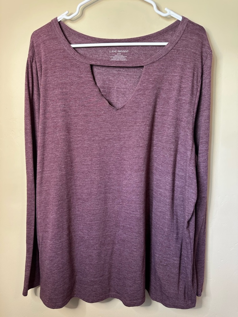 Lane Bryant 22/24 Mauve V‑Notch Long Sleeve Lightweight Top
